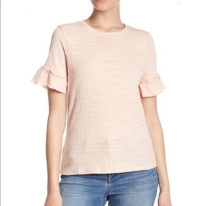 NWT Bobeau Texture Ruffle Knit Tee (petite)